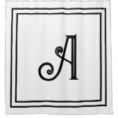 Monogram Initials Name Black White Custom Script  Douchegordijn (Voorkant)