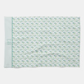 Monogram Initials Name Eucalyptus Greenery Theedoek (Horizontaal)