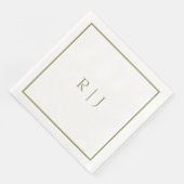 Monogram Initials Name Moss Green Trendy Wedding Servet (Hoek)