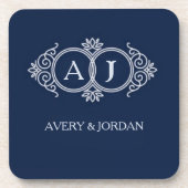 Monogram initials wedding frame minimal design bier onderzetter (Voorkant)