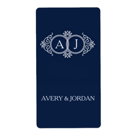 Monogram initials wedding frame minimal design etiket (Voorkant)