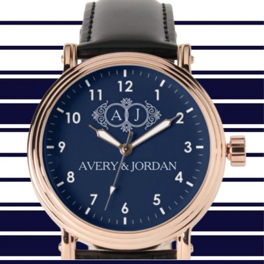 Monogram initials wedding  frame minimal design  horloge