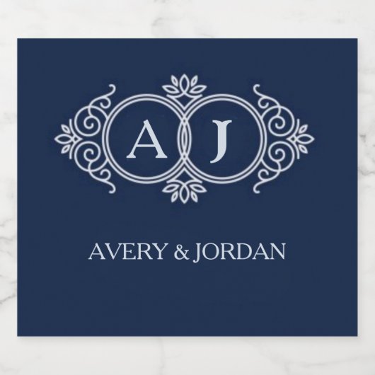 Monogram initials wedding  frame minimal design  likeurfles etiket (Enkel label)
