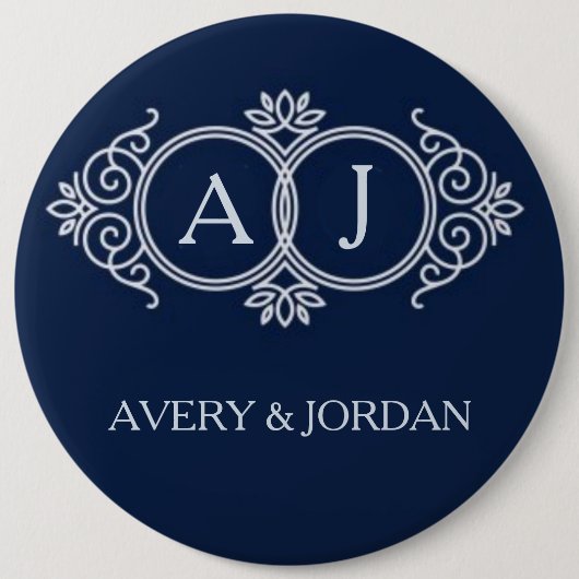 Monogram initials wedding  frame minimal design  ronde button 6,0 cm (Voorkant)