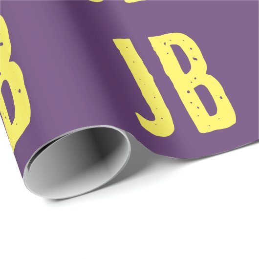 Monogram Initiele Letters Indigo Geel Minimalistis Cadeaupapier (Rol Hoek)