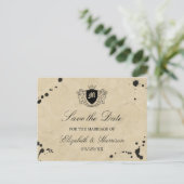 Monogram & Inktvlek Bruiloft Bewaar de datum Aankondigingskaart (Staand voorkant)