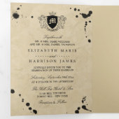  Monogram & Inktvlek Bruiloft Suite Drieluik Uitnodiging (Binnenzijde eerst)