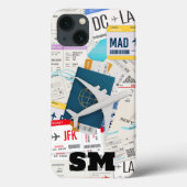 Monogram Instapkaart, Vliegticket collage, Leuk Case-Mate iPhone Case (Achterkant)