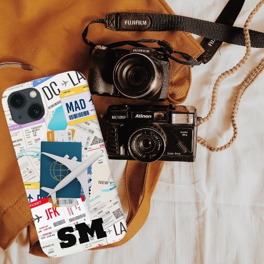 Monogram Instapkaart, Vliegticket collage, Leuk Case-Mate iPhone Case
