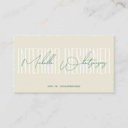 Monogram INTERIEURONTWERPER modern script Visitekaartje (Voorkant)