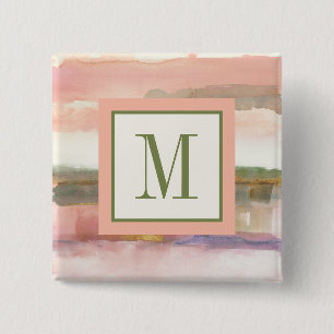 Monogram   Invloed van Lijn- en Kleurgoudgewassen Vierkante Button 5,1 Cm