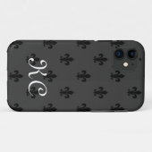 Monogram iPhone 11 hoesje met fleur de lis patroon (Achterkant (horizontaal))