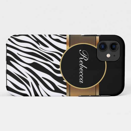 Monogram iPhone Case Zebra (Achterkant (horizontaal))