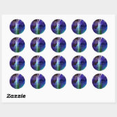 Monogram Iridescent Indigo Geborsteld Waterverf Ronde Sticker (Vel)