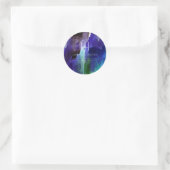 Monogram Iridescent Indigo Geborsteld Waterverf Ronde Sticker (Tas)