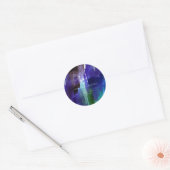 Monogram Iridescent Indigo Geborsteld Waterverf Ronde Sticker (Envelop)