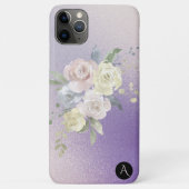 *~* Monogram Iridescent Pastel Lavender Floral Case-Mate iPhone Case (Achterkant)