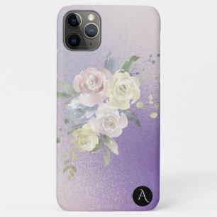 *~* Monogram Iridescent Pastel Lavender Floral Case-Mate iPhone Case