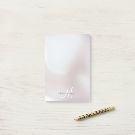 Monogram Iridescent Pearl Shimmer Post Post-it® Notes (Op bureau)