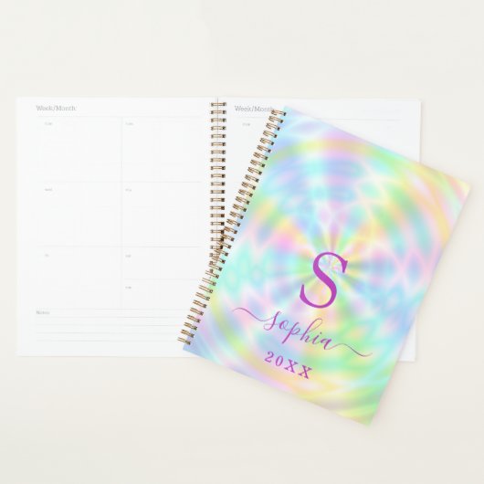 Monogram iriserend neon holografisch 2024 planner (Display)