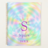Monogram iriserend neon holografisch 2024 planner (Voorkant)