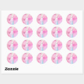 Monogram iriserende roze roos geborstelde Waterver Ronde Sticker (Vel)