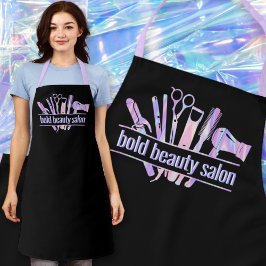 Monogram iriserende schoonheid salon tools stylist schort