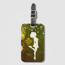 Monogram Irish Dance Celtic Clovers and Lights Bagagelabel