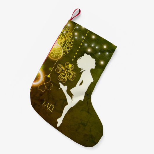 Monogram Irish Dance Celtic Clovers and Lights Kleine Kerstsok (Voorkant (Hangend))