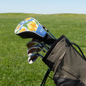 Monogram Italiaans citroenblauw Tegels Patroon Golfheadcover (Insitu)
