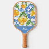 Monogram Italiaans citroenblauw Tegels Patroon Pickleball Paddle (Voorkant)