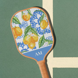 Monogram Italiaans citroenblauw Tegels Patroon Pickleball Paddle