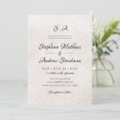 Monogram ivoor beige getextuurde trouwkaart kaart (Staand voorkant)