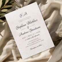 Monogram ivoor beige getextuurde trouwkaart