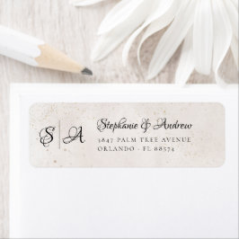 Monogram ivoor en beige trouw retouradres etiket