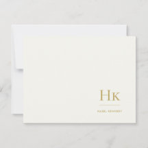Monogram Ivoor Goud Eenvoudige Monogram Briefkaart