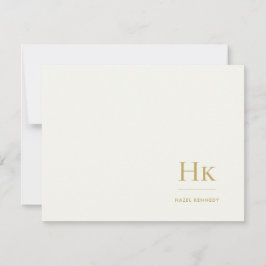 Monogram Ivoor Goud Eenvoudige Monogram Briefkaart