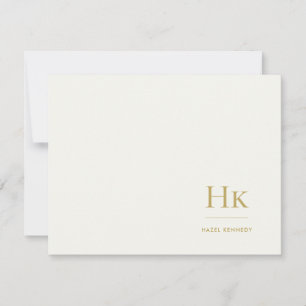 Monogram Ivoor Goud Eenvoudige Monogram Briefkaart