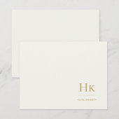 Monogram Ivoor Goud Eenvoudige Monogram Briefkaart (Voorkant / Achterkant)