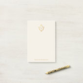 Monogram Ivoor Nepgouden Wapen Elegante Aangepaste Post-it® Notes (Op bureau)