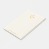 Monogram Ivoor Nepgouden Wapen Elegante Aangepaste Post-it® Notes (Schuin)