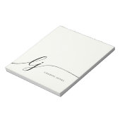 Monogram Ivoor Wit Modern Minimalistisch Vrouwelij Notitieblok (Linkerzijde)