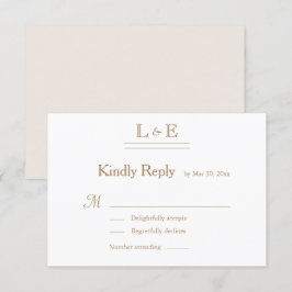 Monogram Ivoor Witte Gouden Ampersand Trouw RSVP Kaart