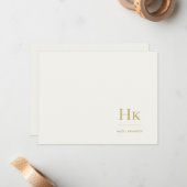 Monogram Ivory Gold Simple Monogrammed Notecard Notitiekaartje (Voorkant / Achterkant in situ)