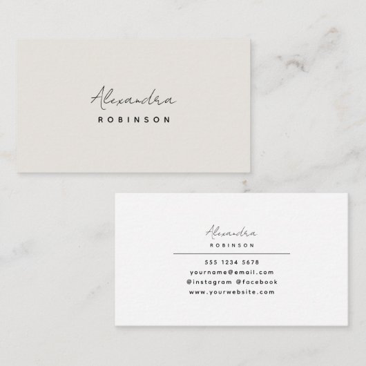 Monogram Ivory Minimalist Feminine Visitekaartje (Voorkant / Achterkant)