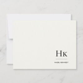 Monogram Ivory Simple Monogrammed Social Notecard Notitiekaartje