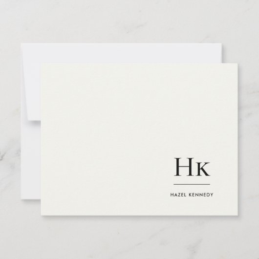 Monogram Ivory Simple Monogrammed Social Notecard Notitiekaartje (Voorkant)