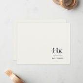Monogram Ivory Simple Monogrammed Social Notecard Notitiekaartje (Voorkant / Achterkant in situ)