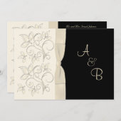 Monogram Ivory, uitnodiging voor het huwelijk van  (Voorkant / Achterkant)