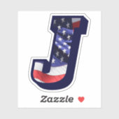 Monogram J American Flag Letter J Initiaal USA Sticker (Vel)